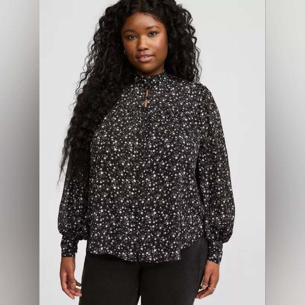 Torrid 💖NWT💖 Sheer Chiffon Button Up Bishop Sleeve Blouse